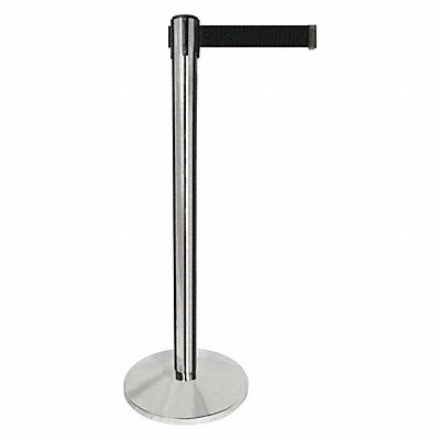 QUEUEWAY QPLUS1PB9 Barrier Post Silver Post Black Belt