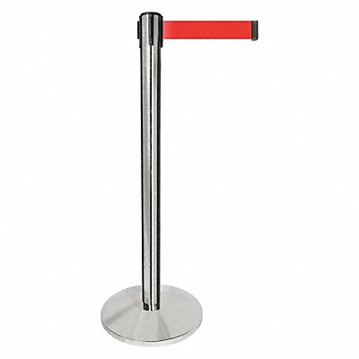 QUEUEWAY QPLUS1PR5 Barrier Post w/Belt Silver Post Red Belt