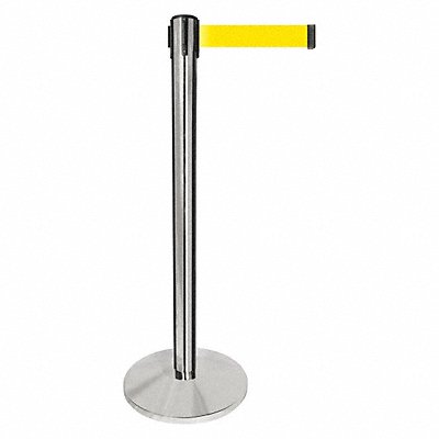 QUEUEWAY QPLUS1PY5 Barrier Post Silver Post Yellow Belt