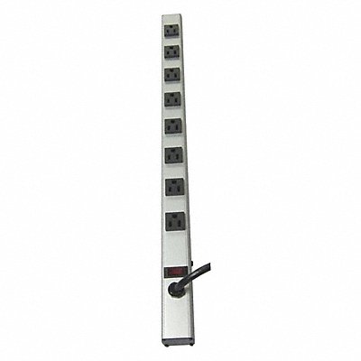 POWER FIRST 52NY32 Outlet Strip 8 Outlet 15A 24 L Gry