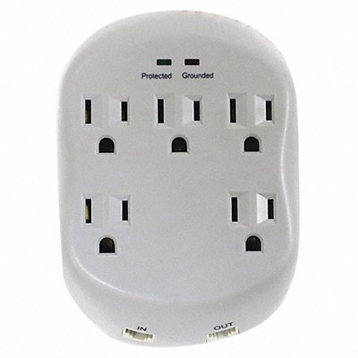 POWER FIRST 52NY44 Surge Plug Adaptor Grey 5-15P 1875W