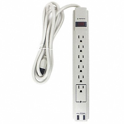 POWER FIRST 52NY54 Surge Protector Outlet Strip 6 ft White