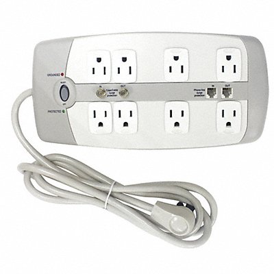 POWER FIRST 52NY59 Surge Protector Outlet Strip 6 ft White