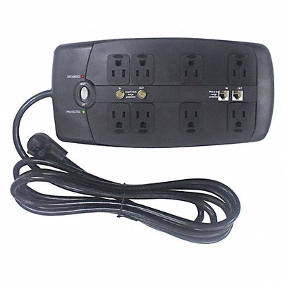 POWER FIRST 52NY65 Surge Protector Outlet Strip Black