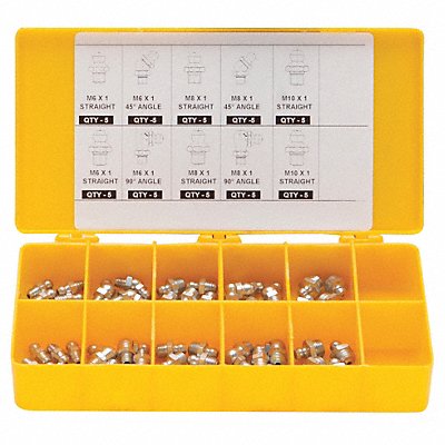 WESTWARD 52NZ93 Grease Fitting Kit Metric Tapered PK50