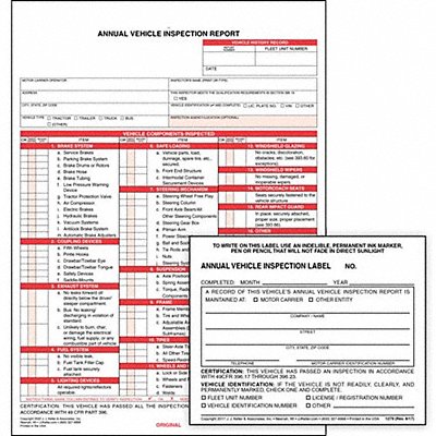 JJ KELLER 471 Annual Vehicle Inspection Report/Label