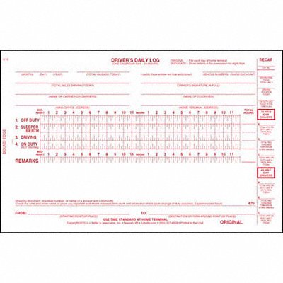 JJ KELLER 470 Bus Drivers Daily Logbook With Carbon