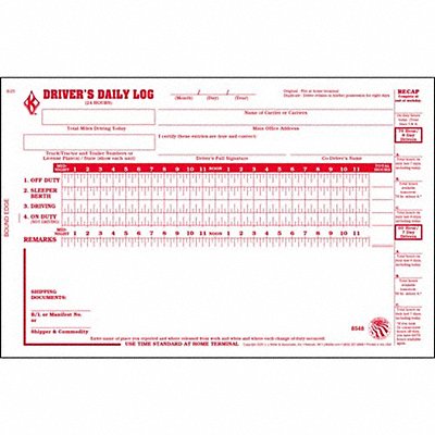 JJ KELLER 8548 Detailed Drivers Logbook With Carbon