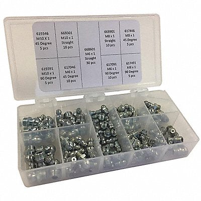 KINGFISHER GFD6000 Grease Fitting Kit Metric Type 90 Pieces