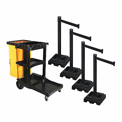 RETRACTA-BELT PSBK302PSBBK Barrier Systems Post Black 10 ft Belt