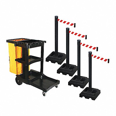 RETRACTA-BELT PSBK302PSBRWD Barrier Systems Post Black 10 ft Belt