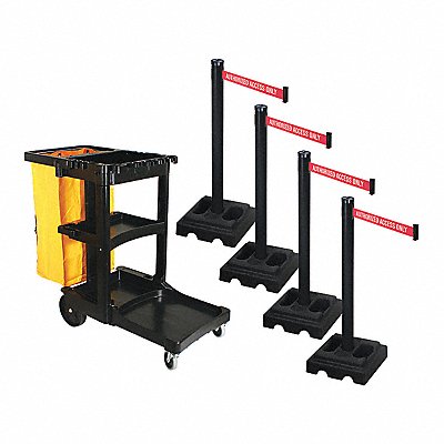RETRACTA-BELT PSBK302PSBAAO Barrier Systems Post Black 10 ft Belt