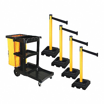 RETRACTA-BELT PSBK302PYWBK Barrier Systems Post Yellow 10 ft Belt