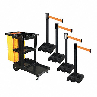 RETRACTA-BELT PSBK322PSBOR Barrier Systems Post Black 15 ft Belt