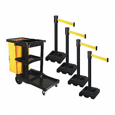 RETRACTA-BELT PSBK322PSBYW Barrier Systems Post Black 15 ft Belt