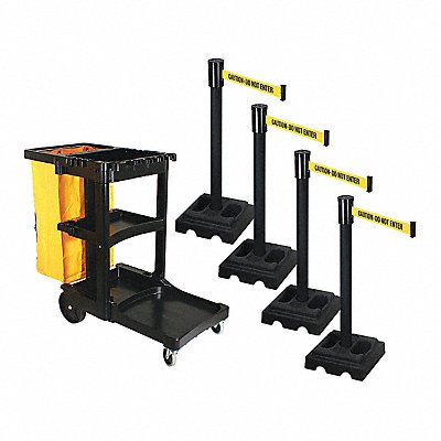 RETRACTA-BELT PSBK322PSBCAU Barrier Systems Post Black 15 ft Belt