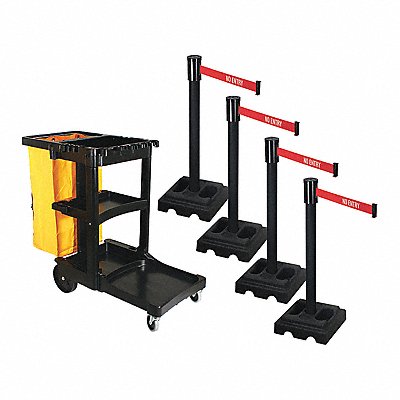 RETRACTA-BELT PSBK322PSBNE Barrier Systems Post Black 15 ft Belt