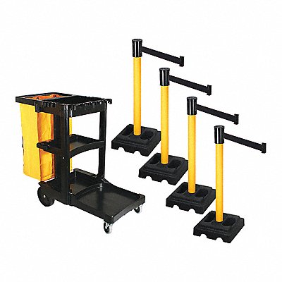 RETRACTA-BELT PSBK322PYWBK Barrier Systems Post Yellow 15 ft Belt