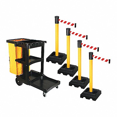 RETRACTA-BELT PSBK322PYWRWD Barrier Systems Post Yellow 15 ft Belt