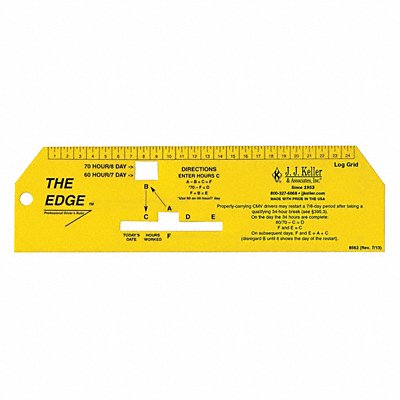 JJ KELLER 8562 Log Book Ruler 2 x 7-1/4 L