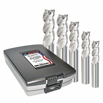 GRAINGER 283888881 End Mill Set 5 pc Corner Radius Carbide