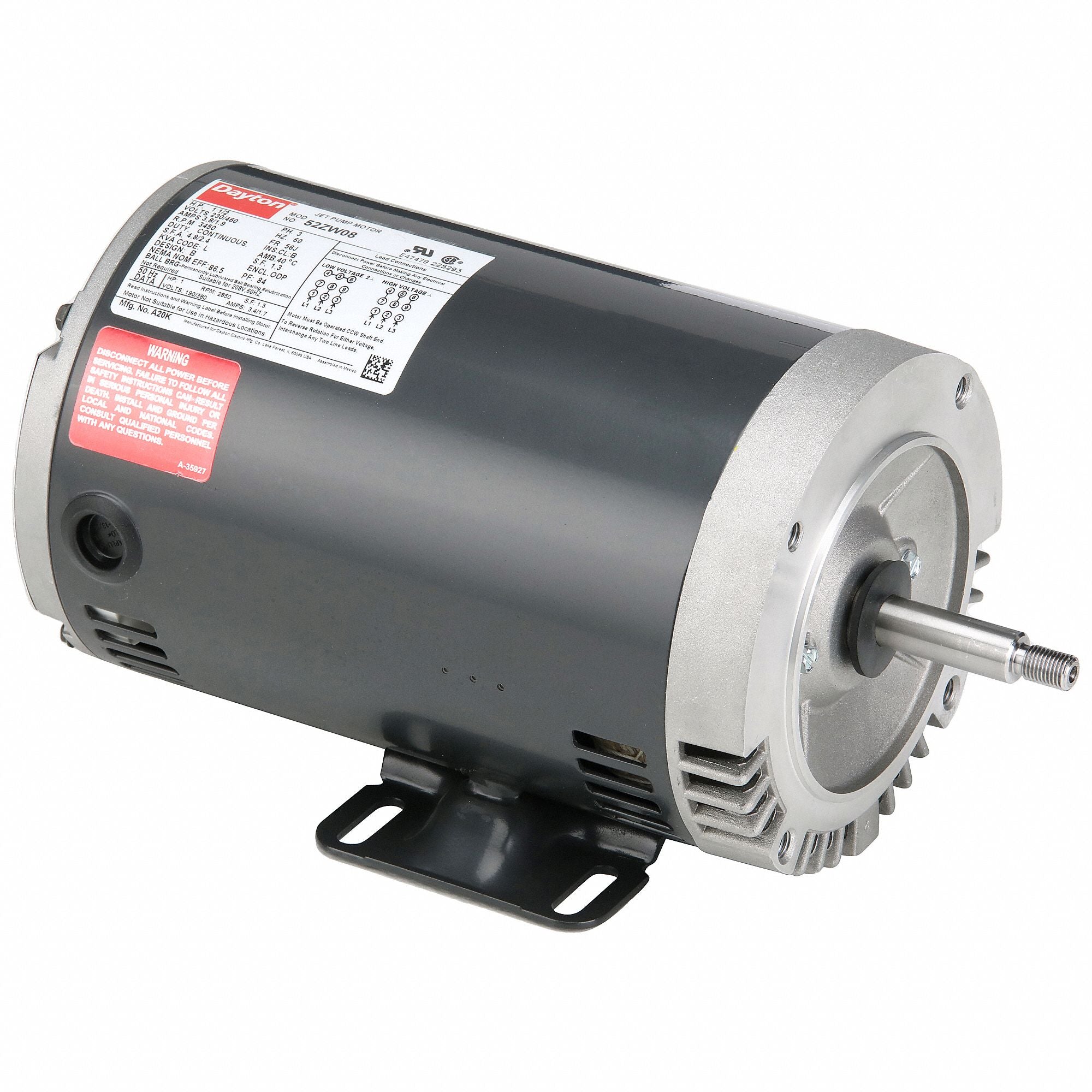 DAYTON 11980600 Motor 1 1/2 HP 3 450 rpm 56J 230/460V