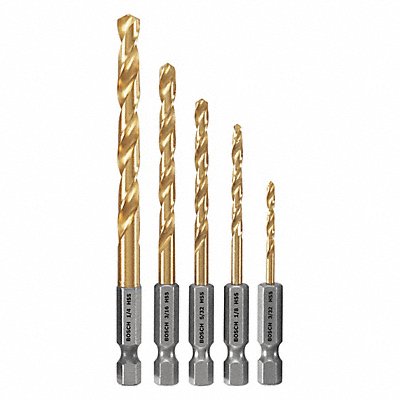 BOSCH TI5IM Hex Shank Drill Set 5pc Carbon Steel