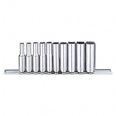 WESTWARD 53PN28 Socket Set Chrome SAE 12-Point