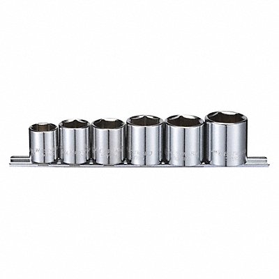 WESTWARD 53PN38 Socket Set Chrome Finish 6 pieces 6 pnts