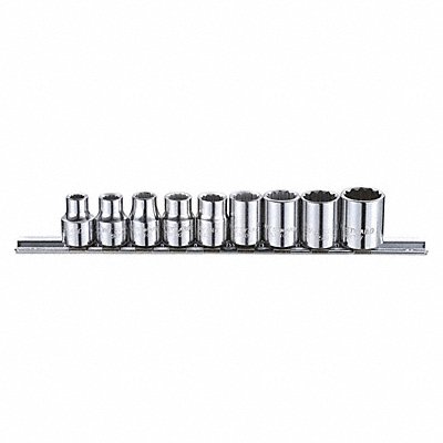 WESTWARD 53PN41 Socket Set Chrome 1/4-5/8 in 6Pt