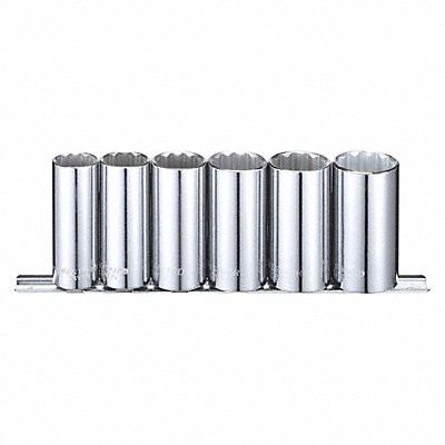 WESTWARD 53PN44 Socket Set Chrome 20-25 mm 6Pt