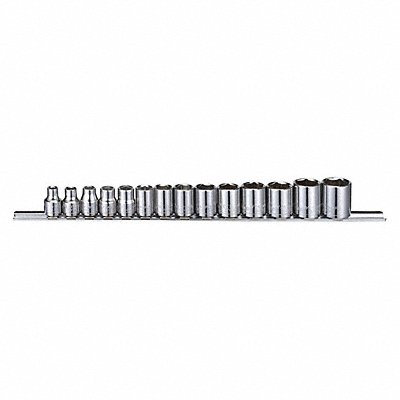 WESTWARD 53PN45 Socket Set Chrome 3/8-15/16 in 6Pt