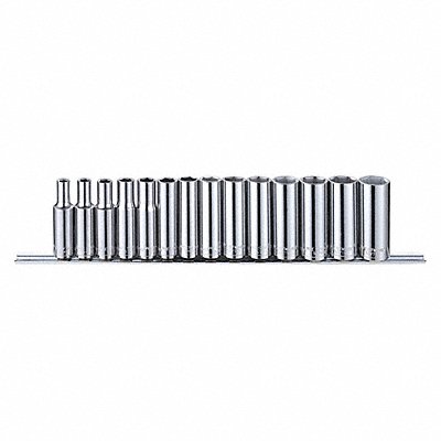 WESTWARD 53PN47 Socket Set Chrome 6 mm to 19 mm 6Pt