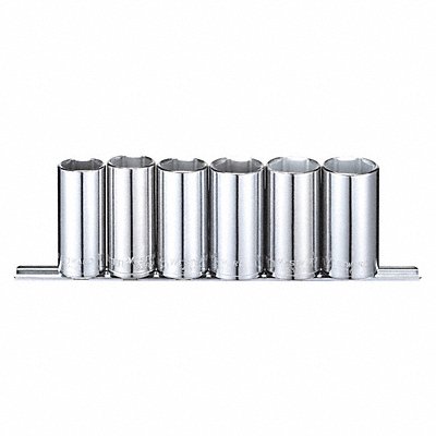 WESTWARD 53PN48 Socket Set Chrome 5-15 mm 6Pt