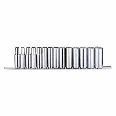 WESTWARD 53PN51 Socket Set Chrome 6-19 mm 12Pt