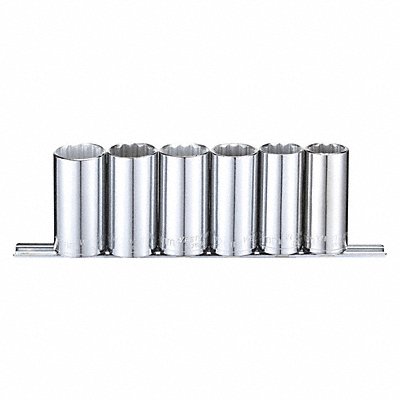 WESTWARD 53PN52 Socket Set Chrome 8-19 mm 6Pt