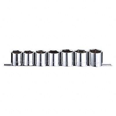 WESTWARD 53PN58 Socket Set Chrome 1 3/8in to 1in 6Pt