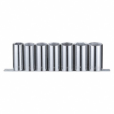 WESTWARD 53PN60 Socket Set Chrome 3/16-9/16 in 6Pt