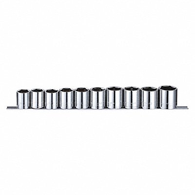WESTWARD 53PN66 Socket Set Chrome 1/4-1 in 12Pt