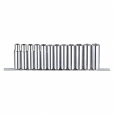 WESTWARD 53PN67 Socket Set Chrome 10-24 mm 12Pt