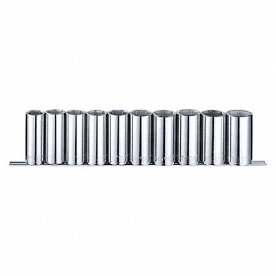 WESTWARD 53PN68 Socket Set Chrome 10-19 mm 6Pt