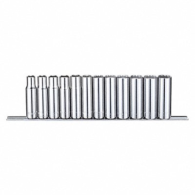WESTWARD 53PN71 Socket Set Chrome 4-14 mm 6Pt