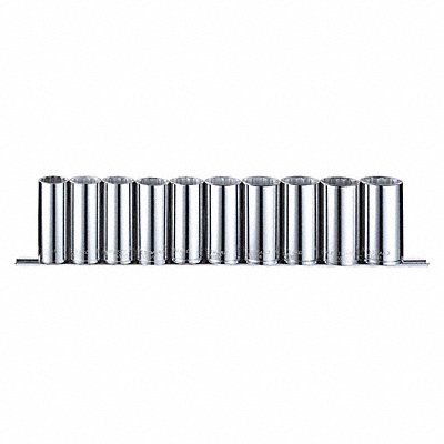 WESTWARD 53PN72 Socket Set 1/2 in Drive Size 10 Pieces