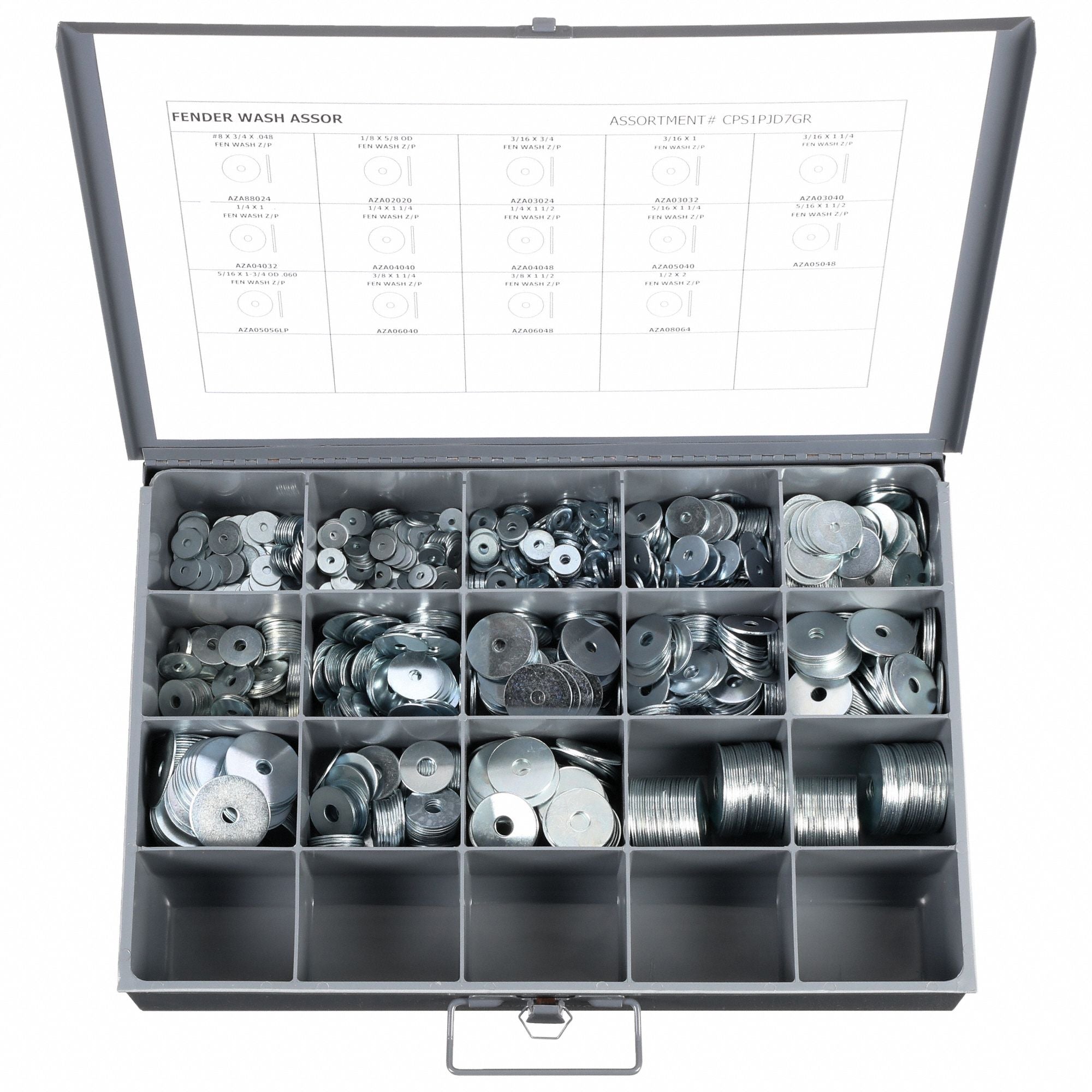 GRAINGER CPS1PJD7GR Wshr Assrt Zinc Plated Steel 1400PK
