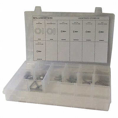 GRAINGER CPS1NB11GR Screw/Washer Assort Phillips 76pcs Steel