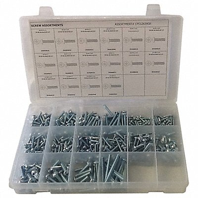 GRAINGER CPS1ZA39GR Machine Screw Assortment std. 445 pcs.
