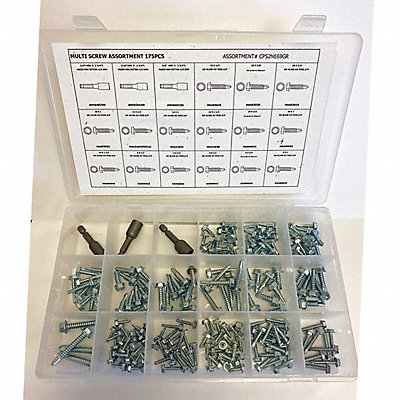 GRAINGER CPS2NE69GR Self-Drilling Screws Assortment std.