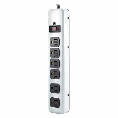 GRAINGER 36864 Outlet Strip 6 Outlets Beige 6 ft Cord
