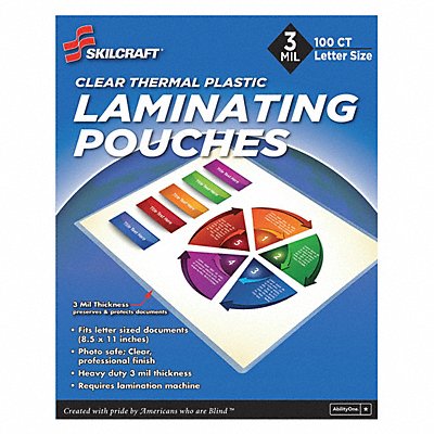 53YH97 ABILITY ONE 9330020000000 Laminating Pouches Letter Type PK100