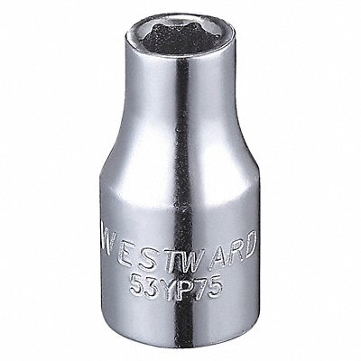 WESTWARD 53YP75 Socket Steel Chrome 3/16 in